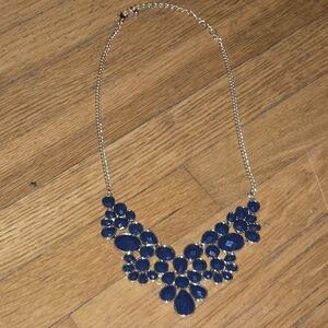 Gold-Tone Necklace with Deep Blue Statement Stones